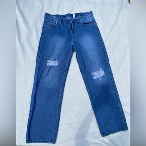 &Denim H&M Denim Jeans Womens 2 Distressed Baggy Y2K Grunge Low Waist